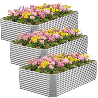 Galvanized Steel Raised Garden Bed, Extra Large Outdoor Planter Box for Vegetables & Herbs, Rust-Resistant and Easy to Clean DIY Garden Box (3, 6×3) - size: 6×3