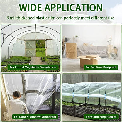 LSGCQ 6 mil Greenhouse Plastic Film Sheeting Cover, 8 x 26 Ft - size: 8 X 26 Ft
