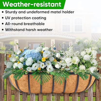 HKZ Deck Balcony Railing Planter Window Boxes - 4 Pack 30 Inch Planter Box, Balcony Planters Railing Hanging, Window Boxes Outdoor Fence Planters - size: 30 Inch