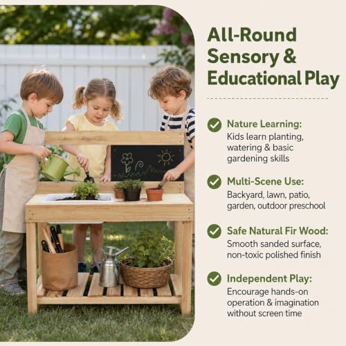 Kids Wooden Potting Bench Mud Kitchen