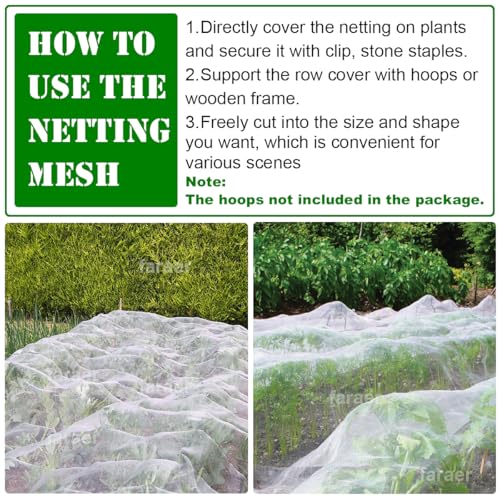 Garden Pest Netting, 10x50Ft Insect Barrier Plant Covers Net - size: 10x50ft Reinforced Netting