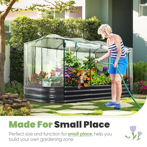 KING BIRD Raised Garden Bed with Cover 94.5x47.2x11.8 in
