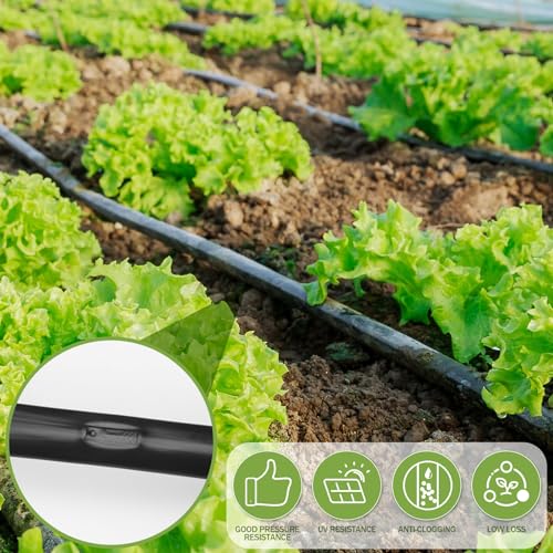 Tondiamo 250ft 16mil 5/8" Drip Tape Irrigation Kit, 6" Spacing Hose