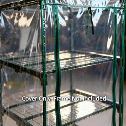 4 Tier Green House Cover - Replacement for Mini Greenhouse Plastic - 27" x19" x62" PVC Cover, Durable & Waterproof (Frame NOT Include)