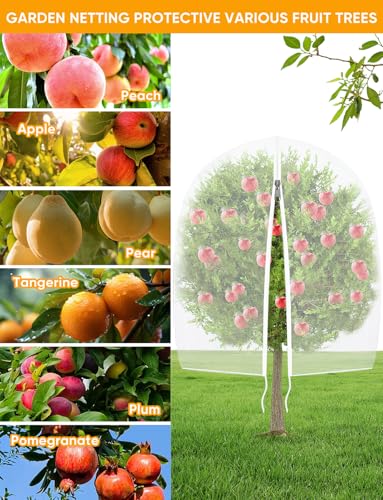 VITI Fruit Tree Netting for Cicadas - with 4Pcs 6Ftx5.3Ft Zipper&Drawstring Protection for Your Fruit Trees Garden Bird Netting Covers Blueberry Bush Tomato Bug Plant Protection Cherry Apple Tree - size: 6X5.3FT