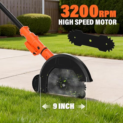 Maxlander 9'' Lawn Edger, 3-Position Blade Depth, 4.0Ah Battery & Charger