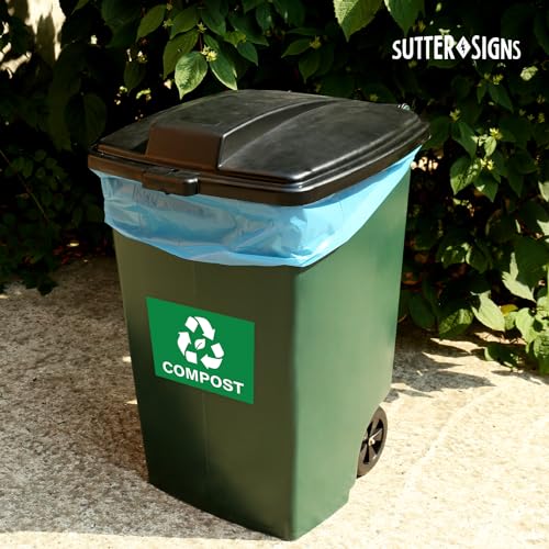 Compost Stickers, Green, 7" x 10" (Pack of 4) - size: 7" x 10" (Pack of 4)