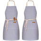 BeLuyi 2 Pack Adjustable Bib Apron with 2 Pockets Chef Cooking Kitchen Restaurant Aprons for Women Men - color: Blue Pinstripes