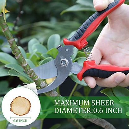 6 Pcs Garden Pruning Shears Heavy Duty Gardening Scissors,Red Black