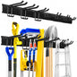 Garage Tool Organizer Wall Mount, Heavy Duty 48 Inch Garage Storage System with Adjustable Hooks, Garden Tool Rack for Shovel Rake Broom Snowboard Shed Organization - size: 48" Alloy Steel