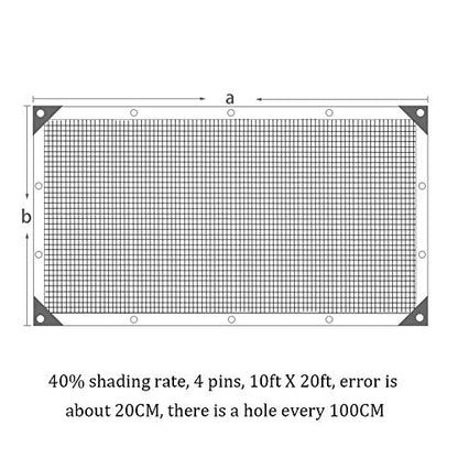 winemana 10x20 FT Garden Shade Cloth Black Mesh Tarp with Grommets - size: 40%-10 FT x 20 FT