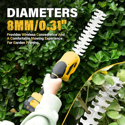 20V Cordless Grass Shear & Shrubbery Trimmer 2-in-1 Handheld Hedge Trimmer - color: Golden