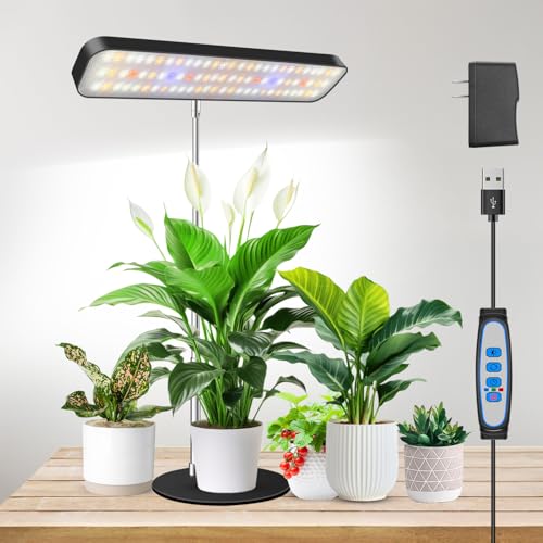 Aumtrly LED Grow Light Black, Full Spectrum Table Plant Light with Base - size: 1 Pack/black