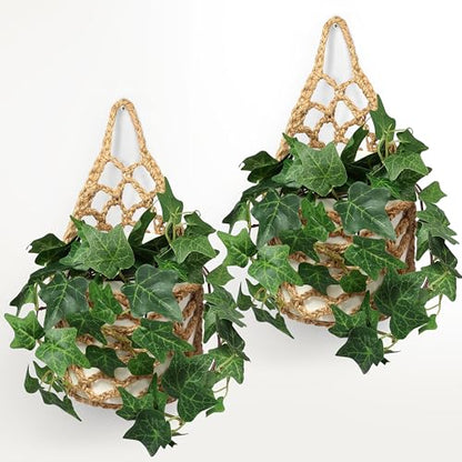 2 Packs Macrame Wall Plant Hanger for 6 in, Small Hanging Plant Basket - color: Jute X 2pc