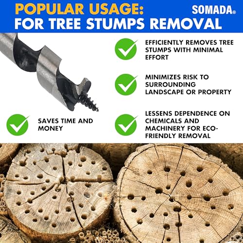 SOMADA 3/4" x 8" Auger Drill Bit for Wood, Ship Auger Hex Shank - size: 3/4"x8" Silver