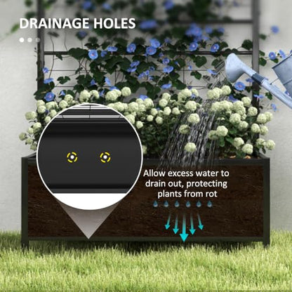 Outsunny Planter Box with Trellis, 35.4 x 15.7 x 47.2 inch, Black - color: Black