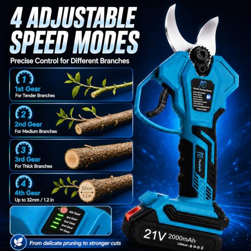 Cordless Electric Pruning Shears, 32mm Cutting Capacity