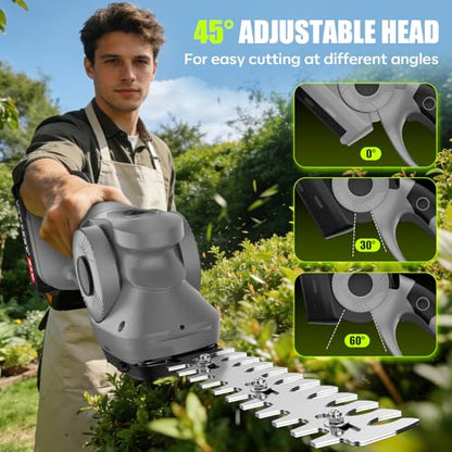 2-in-1 600W 21V Cordless Hedge Trimmer, Gray