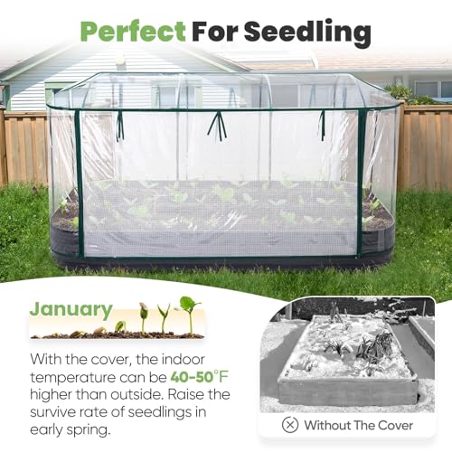 KING BIRD Raised Garden Bed with Cover 94.5x47.2x11.8 in