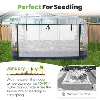 KING BIRD Raised Garden Bed with Cover 94.5x47.2x11.8 in