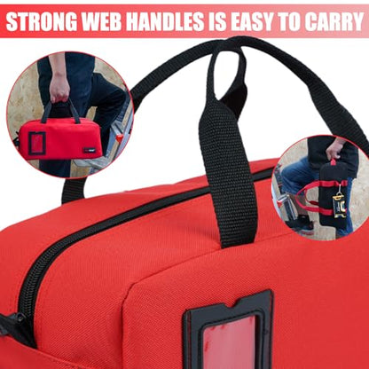 MELOTOUGH Canvas Tool Bags 14 Inch Tool Tote Bag with Zipper Heavy Duty Portable Tool Bag Organizer for Electrician,Technician,Mechanic(Black&Red) - color: B-Black & Red