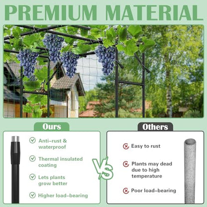 DoCred 87"H x 118"L Garden Arch Trellis, Metal Trellis for Climbing Plants - size: 87" H x 118" L x 79" W/Square