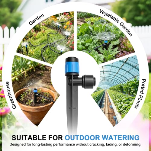 30 Pack Drip Irrigation Emitters, Adjustable 360° Drippers for 1/4" Tubing