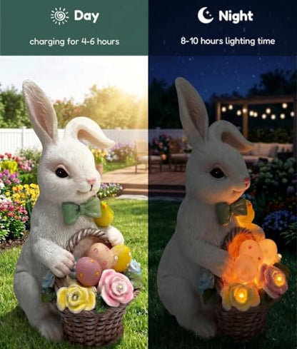 Vuees Solar Rabbit Garden Statue, Lighted Outdoor Bunny Yard Decor Gift - style: Bunny