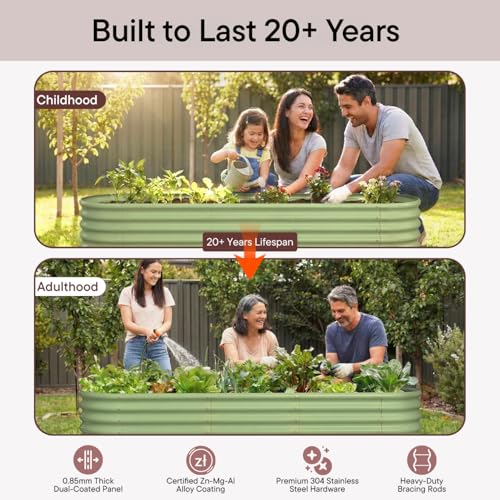 L-Shaped Galvanized Raised Garden Bed, 18" Tall Metal Planter Box - color: Gray, size: L-Shaped