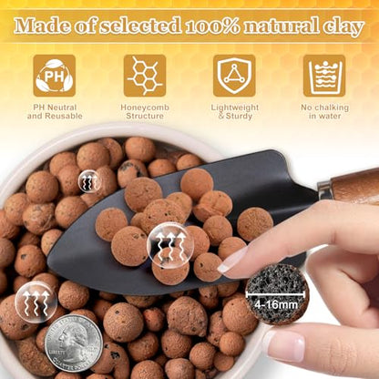 16LB Organic Leca Clay Pebbles for Plants, 4-16mm Natural Leca Ball - size: 16LB