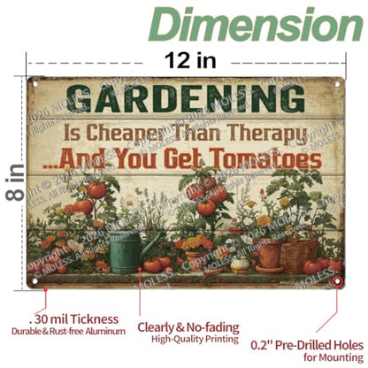 12x8″ Gardening Sign, Funny Garden Decor, Cheaper Than Therapy, 2685 - style: Therapy & Get Tomatoes