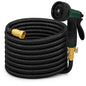Black Non Expandable Garden Hose 50ft with 10 Function Nozzle, Lightweight 50 ft Water Hose for Yard, Lawn, Camping - color: Blcak, size: 50FT
