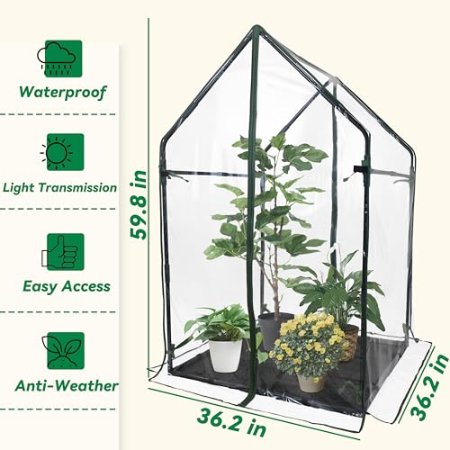 Gardzen Mini Greenhouse with Waterproof Bottom 36.2"(L) x36.2(W) x59.5(H) - size: 36”(L) x36”(W) x59”(H)