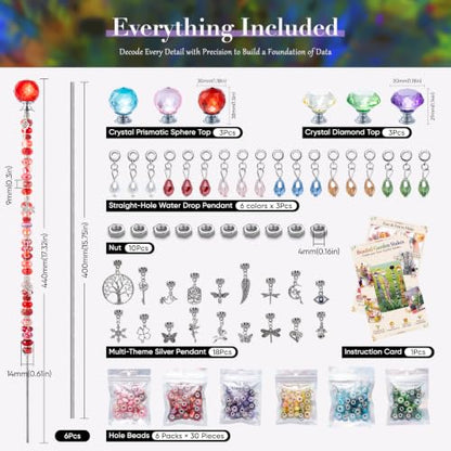 16in Extra Long Beaded Garden Stakes kit, 306Pcs DIY Fairy Wand - color: Multiple Colors