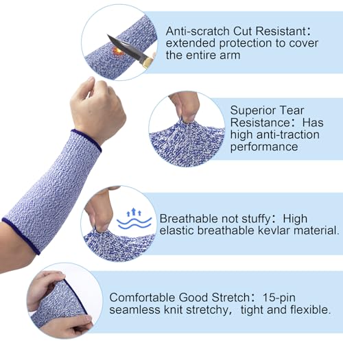 ANCIRS Cut Resistant Sleeves for Arm Protection, Gardening Sleeves, Dog Bite Safety Arm Sleeves - color: Blue