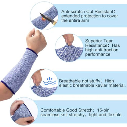 ANCIRS Cut Resistant Sleeves for Arm Protection, Gardening Sleeves, Dog Bite Safety Arm Sleeves - color: Blue