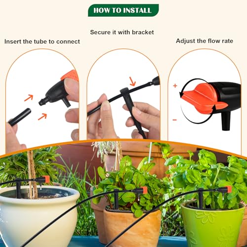 32Sets Irrigation Dripper Kit-Adjustable Water Drip Emitter & Support Stake