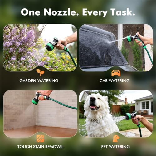 RESTMO Water Hose Nozzle Heavy Duty, Adjustable Garden Sprayer for Outdoor - color: Green