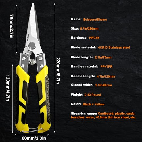 8.7 Inch Tin Snips Comes with 8.5 Inch SK5 Steel Pruning Shears