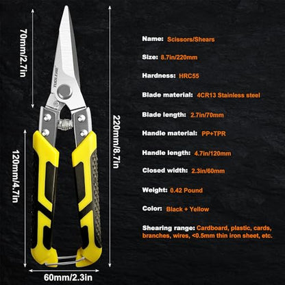 8.7 Inch Tin Snips Comes with 8.5 Inch SK5 Steel Pruning Shears