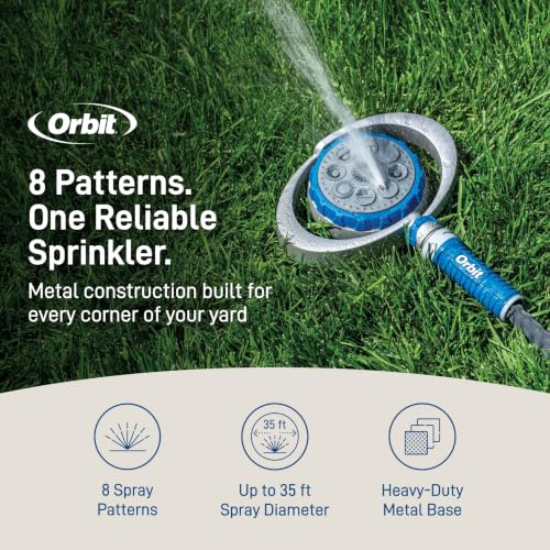 Orbit Metal 8-Pattern Turret Sprinkler, Weighted Base - 28252