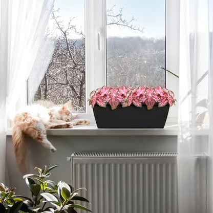 4 Pack Window Boxes Planters Railing Planter Box with Adjustable Brackets - color: Black+black Brackets
