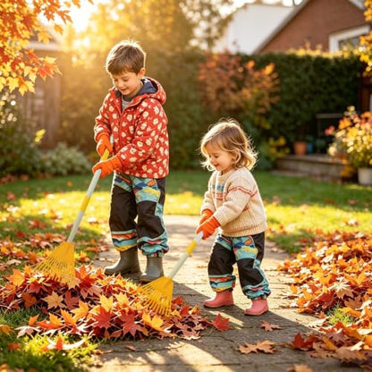 2PCS Adjustable Kids Rakes for Leaves & 2 Pairs Gloves, 34" Plastic Garden Yard Rake Small Childrens Lawn Rake Toddler Leaf Rakes with Detachable Hardwood Handle Gardening Tools for Boy Girl, Yellow - color: 2PCS Plastic Rakes+2 Pair Gloves