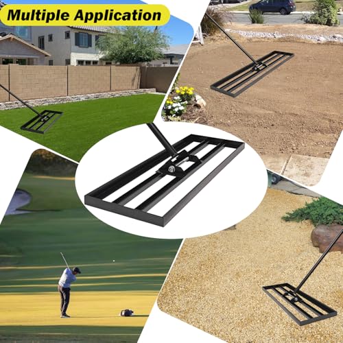 36"x10" Lawn Leveling Rake - High Carbon Steel Yard Lawn Leveler Tool with Adjustable Long Handle | Multi-Surface Levelawn Tool for Soil, Grass, Golf Course, Garden & Farm Care - style: 36"x10"