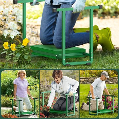 Garden Kneeler and Seat, 10.2" Stable and Save Anti-Tipping with Handle - color: Grey