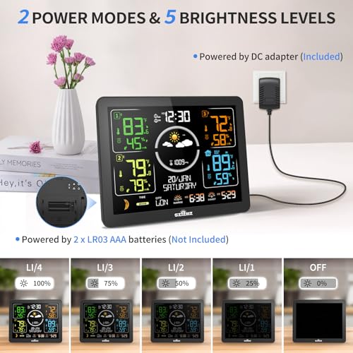 Weather Station Indoor Outdoor Thermometer Wireless with Multiple Sensors