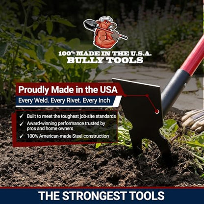 Bully Tools 12-Gauge Two-Prong Weeding Hoe, 58" Fiberglass Long Handle