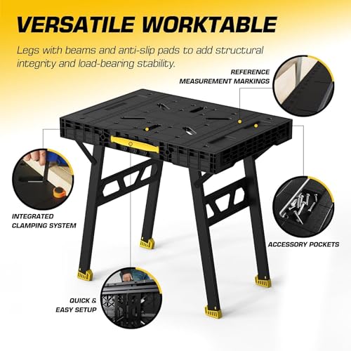 Portable Workbench, Folding Worktable, 1650lbs Capacity, Yellow - color: Yellow