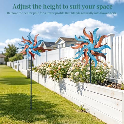 Copper & Teal Willow 360° Metal Wind Spinners Outdoor, 53" H - color: Copper & Teal 54*12 Inch