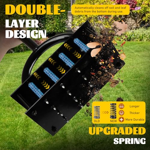 Lawn Aerator Tool with 16 Steel Spikes, Grass Aerator Lawn Tools with Spring-Loaded Design & Adjustable T-Handle, Pre-Assembled Hand Aerator Lawn Tool for Lawn, Courtyard and Garden - size: M -16 Spikes